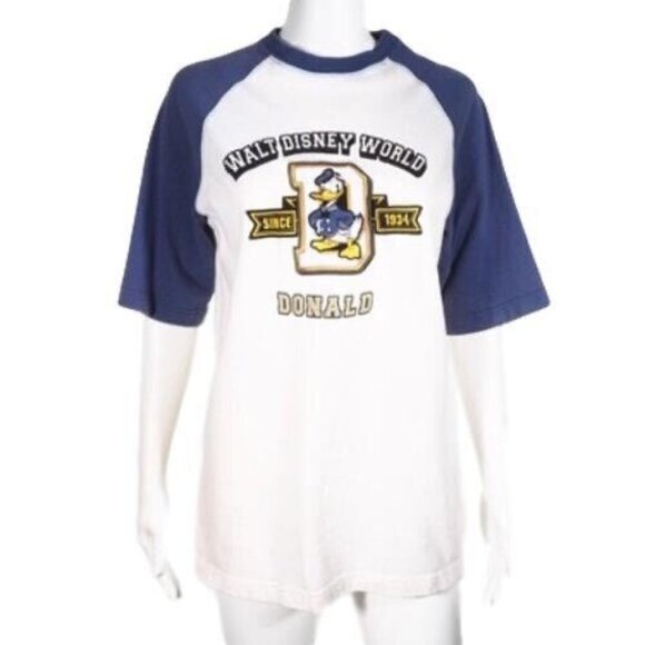 Vintage Walt Disney Small Donald Duck 1934 Baseball Tee Blue Raglan Sleeves - Picture 4 of 10